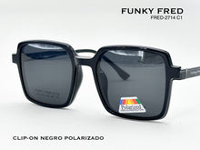 Cargar imagen en el visor de la galería, <div title='Genero CLIP-ON | Forma UNISEX CUADRADO | Color NEGRO | | COMPLETOmmANCHOTOTAL | 140mmANCHODELENTE | 51mmALTURADELENTE | 43mmPUENTE | 19mmLONGITUDDE' > FRED-2714 C1 </div>
