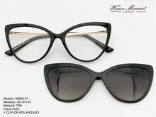 Cargar imagen en el visor de la galería, <div title='Genero MUJER | Forma GATO | Color DORADO NEGRO | COMPLETO | 136mmANCHOTOTAL | 53mmANCHODELENTE | 42mmALTURADELENTE | 18mmPUENTE | 143mmLONGITUDDEVAR' > 95658 C1 </div>