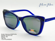 Cargar imagen en el visor de la galería, <div title='Genero CLIP-ON | Forma MUJER GATO | Color AZUL | | COMPLETOmmANCHOTOTAL | 141mmANCHODELENTE | 54mmALTURADELENTE | 16mmPUENTE | 142mmLONGITUDDEVARIL' > Missmoe-A002SP AZUL </div>