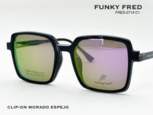 Cargar imagen en el visor de la galería, <div title='Genero CLIP-ON | Forma UNISEX CUADRADO | Color NEGRO | | COMPLETOmmANCHOTOTAL | 140mmANCHODELENTE | 51mmALTURADELENTE | 43mmPUENTE | 19mmLONGITUDDE' > FRED-2714 C1 </div>