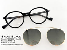 Cargar imagen en el visor de la galería, <div title='Genero UNISEX | Forma REDONDO | Color NEGRO | COMPLETO | 137mmANCHOTOTAL | 46mmANCHODELENTE | 42mmALTURADELENTE | 19mmPUENTE | 145MM LONGI' > AC9103 C1 BLACK </div>