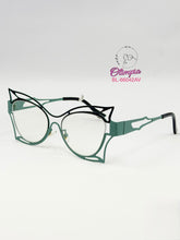 Cargar imagen en el visor de la galería, <div title='Genero MUJER | Forma GATO | Color AZUL VERDE | COMPLETO | 142mmANCHOTOTAL | 52mmANCHODELENTE | 42mmALTURADELENTE | 19mmPUENTE | 140mmLONGITUDDEVARIL' > BL-66042 AV </div>