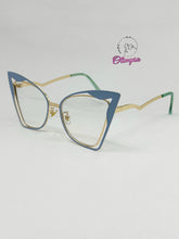 Cargar imagen en el visor de la galería, <div title='Genero MUJER | Forma GATO | Color AZUL | COMPLETO | 145mmANCHOTOTAL | 51mmANCHODELENTE | 48mmALTURADELENTE | 19mmPUENTE | 141mmLONGITUDDEVARILLA | ' > BL-6604 C3 </div>