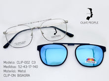 Cargar imagen en el visor de la galería, <div title='Genero UNISEX | Forma CUADRADO REDONDO | Color PLATA | COMPLETO | 131mmANCHOTOTAL | 50mmANCHODELENTE | 41mmALTURADELENTE | 17mmPUENTE | 140' > CLIP-002 C3 </div>