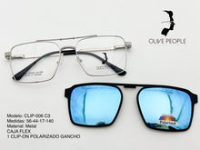 Cargar imagen en el visor de la galería, <div title='Genero UNISEX | Forma RECTANGULAR | Color PLATA | COMPLETO | 144mmANCHOTOTAL | 55mmANCHODELENTE | 43mmALTURADELENTE | 17mmPUENTE | 140MM L' > CLIP-006 C3 </div>