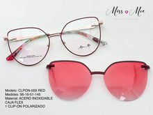 Cargar imagen en el visor de la galería, <div title='Genero MUJER | Forma GATO | Color ROJO | COMPLETO | 138mmANCHOTOTAL | 53mmANCHODELENTE | 49mmALTURADELENTE | 16mmPUENTE | 145mmLONGITUDDEVARILLA | ' > CLPON-009 RED </div>