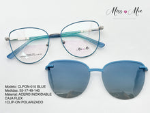 Cargar imagen en el visor de la galería, <div title='Genero MUJER | Forma GATO | Color AZUL | COMPLETO | 137mmANCHOTOTAL | 53mmANCHODELENTE | 47mmALTURADELENTE | 17mmPUENTE | 140mmLONGITUDDEVARILLA | ' > CLPON-010 BLUE </div>