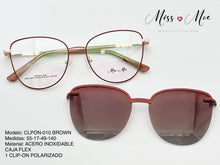 Cargar imagen en el visor de la galería, <div title='Genero MUJER | Forma GATO | Color CAFE | COMPLETO | 137mmANCHOTOTAL | 53mmANCHODELENTE | 47mmALTURADELENTE | 17mmPUENTE | 140mmLONGITUDDEVARILLA | ' > CLPON-010 BROWN </div>