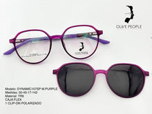 Cargar imagen en el visor de la galería, <div title='Genero UNISEX | Forma REDONDO | Color MORADO | COMPLETO | 132mmANCHOTOTAL | 49mmANCHODELENTE | 45mmALTURADELENTE | 17mmPUENTE | 142MM LONG' > DYNAMIC107SP M.PURPLE </div>