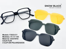 Cargar imagen en el visor de la galería, <div title='Genero UNISEX | Forma CUADRADO | Color NEGRO | COMPLETO | 134mmANCHOTOTAL | 49mmANCHODELENTE | 43mmALTURADELENTE | 17mmPUENTE | 145MM LONG' > F3023 C1 </div>