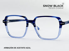 Cargar imagen en el visor de la galería, <div title='Genero UNISEX | Forma CUADRADO | Color AZUL | COMPLETO | 134mmANCHOTOTAL | 49mmANCHODELENTE | 43mmALTURADELENTE | 17mmPUENTE | 145MM LONGI' > F3023 C4 </div>