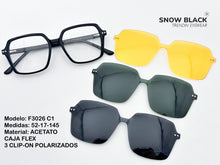 Cargar imagen en el visor de la galería, <div title='Genero UNISEX | Forma CUADRADO | Color NEGRO | COMPLETO | 136mmANCHOTOTAL | 50mmANCHODELENTE | 45mmALTURADELENTE | 17mmPUENTE | 145MM LONG' > F3026 C1 </div>