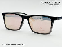Cargar imagen en el visor de la galería, <div title='Genero CLIP-ON | Forma UNISEX RECTANGULAR | Color GRIS NEGRO | | COMPLETOmmANCHOTOTAL | 141mmANCHODELENTE | 53mmALTURADELENTE | 38mmPUENTE | 18mmLON' > FRED-2701 C5 </div>