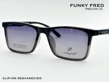 Cargar imagen en el visor de la galería, <div title='Genero CLIP-ON | Forma UNISEX RECTANGULAR | Color GRIS NEGRO | | COMPLETOmmANCHOTOTAL | 141mmANCHODELENTE | 53mmALTURADELENTE | 38mmPUENTE | 18mmLON' > FRED-2701 C5 </div>
