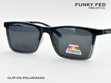 Cargar imagen en el visor de la galería, <div title='Genero CLIP-ON | Forma UNISEX RECTANGULAR | Color GRIS NEGRO | | COMPLETOmmANCHOTOTAL | 141mmANCHODELENTE | 53mmALTURADELENTE | 38mmPUENTE | 18mmLON' > FRED-2701 C5 </div>