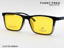 Cargar imagen en el visor de la galería, <div title='Genero CLIP-ON | Forma UNISEX RECTANGULAR | Color GRIS NEGRO | | COMPLETOmmANCHOTOTAL | 141mmANCHODELENTE | 53mmALTURADELENTE | 38mmPUENTE | 18mmLON' > FRED-2701 C5 </div>