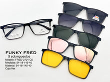 Cargar imagen en el visor de la galería, <div title='Genero CLIP-ON | Forma UNISEX RECTANGULAR | Color GRIS NEGRO | | COMPLETOmmANCHOTOTAL | 141mmANCHODELENTE | 53mmALTURADELENTE | 38mmPUENTE | 18mmLON' > FRED-2701 C5 </div>