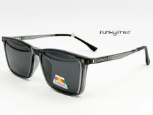 Cargar imagen en el visor de la galería, <div title='Genero CLIP-ON | Forma UNISEX RECTANGULAR | Color GRIS | | COMPLETOmmANCHOTOTAL | 145mmANCHODELENTE | 54mmALTURADELENTE | 41mmPUENTE | 18mmLONGITUD' > FRED-2702 C6 </div>