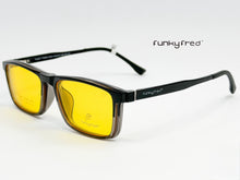 Cargar imagen en el visor de la galería, <div title='Genero CLIP-ON | Forma UNISEX RECTANGULAR | Color GRIS NEGRO | | COMPLETOmmANCHOTOTAL | 140mmANCHODELENTE | 53mmALTURADELENTE | 35mmPUENTE | 17mmLON' > FRED-2703 C5 </div>