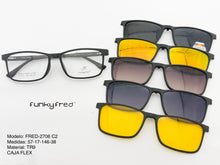 Cargar imagen en el visor de la galería, <div title='Genero CLIP-ON | Forma UNISEX RECTANGULAR | Color NEGRO | | COMPLETOmmANCHOTOTAL | 146mmANCHODELENTE | 56mmALTURADELENTE | 48mmPUENTE | 17mmLONGITU' > FRED-2706 C2 </div>