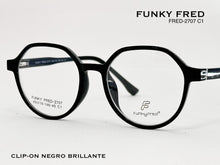 Cargar imagen en el visor de la galería, <div title='Genero CLIP-ON | Forma UNISEX REDONDO | Color NEGRO | | COMPLETOmmANCHOTOTAL | 132mmANCHODELENTE | 48mmALTURADELENTE | 44mmPUENTE | 19mmLONGITUDDEV' > FRED-2707 C1 </div>