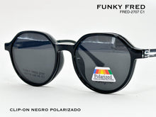 Cargar imagen en el visor de la galería, <div title='Genero CLIP-ON | Forma UNISEX REDONDO | Color NEGRO | | COMPLETOmmANCHOTOTAL | 132mmANCHODELENTE | 48mmALTURADELENTE | 44mmPUENTE | 19mmLONGITUDDEV' > FRED-2707 C1 </div>