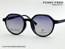 Cargar imagen en el visor de la galería, <div title='Genero CLIP-ON | Forma UNISEX REDONDO | Color NEGRO | | COMPLETOmmANCHOTOTAL | 132mmANCHODELENTE | 48mmALTURADELENTE | 44mmPUENTE | 19mmLONGITUDDEV' > FRED-2707 C2 </div>