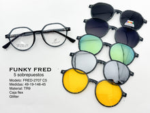 Cargar imagen en el visor de la galería, <div title='Genero CLIP-ON | Forma MUJER REDONDO | Color GRIS | | COMPLETOmmANCHOTOTAL | 132mmANCHODELENTE | 48mmALTURADELENTE | 44mmPUENTE | 19mmLONGITUDDEVAR' > FRED-2707 C5 </div>