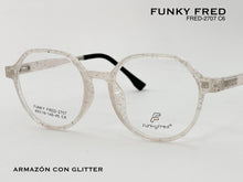 Cargar imagen en el visor de la galería, <div title='Genero CLIP-ON | Forma MUJER REDONDO | Color BLANCO TRASPARENTE | | COMPLETOmmANCHOTOTAL | 132mmANCHODELENTE | 48mmALTURADELENTE | 44mmPUENTE | 19mm' > FRED-2707 C6 </div>