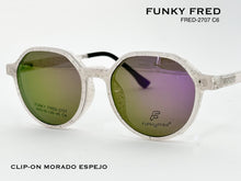 Cargar imagen en el visor de la galería, <div title='Genero CLIP-ON | Forma MUJER REDONDO | Color BLANCO TRASPARENTE | | COMPLETOmmANCHOTOTAL | 132mmANCHODELENTE | 48mmALTURADELENTE | 44mmPUENTE | 19mm' > FRED-2707 C6 </div>