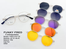 Cargar imagen en el visor de la galería, <div title='Genero CLIP-ON | Forma MUJER REDONDO | Color BLANCO TRASPARENTE | | COMPLETOmmANCHOTOTAL | 132mmANCHODELENTE | 48mmALTURADELENTE | 44mmPUENTE | 19mm' > FRED-2707 C6 </div>
