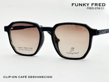 Cargar imagen en el visor de la galería, <div title='Genero CLIP-ON | Forma UNISEX CUADRADO | Color NEGRO | | COMPLETOmmANCHOTOTAL | 139mmANCHODELENTE | 50mmALTURADELENTE | 46mmPUENTE | 19mmLONGITUDDE' > FRED-2709 C1 </div>