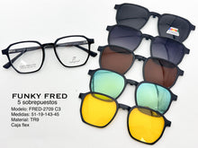 Cargar imagen en el visor de la galería, <div title='Genero CLIP-ON | Forma UNISEX CUADRADO | Color NEGRO | | COMPLETOmmANCHOTOTAL | 139mmANCHODELENTE | 50mmALTURADELENTE | 46mmPUENTE | 19mmLONGITUDDE' > FRED-2709 C3 </div>