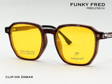 Cargar imagen en el visor de la galería, <div title='Genero CLIP-ON | Forma UNISEX CUADRADO | Color CAFE | | COMPLETOmmANCHOTOTAL | 139mmANCHODELENTE | 50mmALTURADELENTE | 46mmPUENTE | 19mmLONGITUDDEV' > FRED-2709 C4 </div>