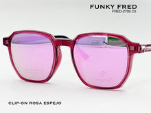 Cargar imagen en el visor de la galería, <div title='Genero CLIP-ON | Forma UNISEX CUADRADO | Color ROSA | | COMPLETOmmANCHOTOTAL | 139mmANCHODELENTE | 50mmALTURADELENTE | 46mmPUENTE | 19mmLONGITUDDEV' > FRED-2709 C5 </div>