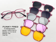 Cargar imagen en el visor de la galería, <div title='Genero CLIP-ON | Forma UNISEX CUADRADO | Color ROSA | | COMPLETOmmANCHOTOTAL | 139mmANCHODELENTE | 50mmALTURADELENTE | 46mmPUENTE | 19mmLONGITUDDEV' > FRED-2709 C5 </div>