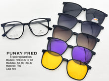 Cargar imagen en el visor de la galería, <div title='Genero CLIP-ON | Forma UNISEX CUADRADO | Color NEGRO | | COMPLETOmmANCHOTOTAL | 140mmANCHODELENTE | 52mmALTURADELENTE | 46mmPUENTE | 18mmLONGITUDDE' > FRED-2710 C1 </div>