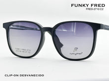 Cargar imagen en el visor de la galería, <div title='Genero CLIP-ON | Forma UNISEX CUADRADO | Color NEGRO | | COMPLETOmmANCHOTOTAL | 140mmANCHODELENTE | 52mmALTURADELENTE | 46mmPUENTE | 18mmLONGITUDDE' > FRED-2710 C2 </div>