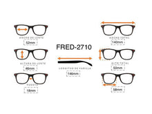 Cargar imagen en el visor de la galería, <div title='Genero CLIP-ON | Forma UNISEX CUADRADO | Color NEGRO | | COMPLETOmmANCHOTOTAL | 140mmANCHODELENTE | 52mmALTURADELENTE | 46mmPUENTE | 18mmLONGITUDDE' > FRED-2710 C1 </div>