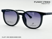 Cargar imagen en el visor de la galería, <div title='Genero CLIP-ON | Forma UNISEX CUADRADO | Color NEGRO | | COMPLETOmmANCHOTOTAL | 140mmANCHODELENTE | 50mmALTURADELENTE | 44mmPUENTE | 20mmLONGITUDDE' > FRED-2711 C1 </div>