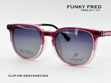 Cargar imagen en el visor de la galería, <div title='Genero CLIP-ON | Forma UNISEX CUADRADO | Color ROSA | | COMPLETOmmANCHOTOTAL | 140mmANCHODELENTE | 50mmALTURADELENTE | 44mmPUENTE | 20mmLONGITUDDEV' > FRED-2711 C3 </div>
