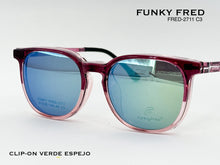 Cargar imagen en el visor de la galería, <div title='Genero CLIP-ON | Forma UNISEX CUADRADO | Color ROSA | | COMPLETOmmANCHOTOTAL | 140mmANCHODELENTE | 50mmALTURADELENTE | 44mmPUENTE | 20mmLONGITUDDEV' > FRED-2711 C3 </div>