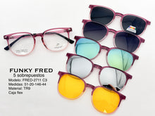 Cargar imagen en el visor de la galería, <div title='Genero CLIP-ON | Forma UNISEX CUADRADO | Color ROSA | | COMPLETOmmANCHOTOTAL | 140mmANCHODELENTE | 50mmALTURADELENTE | 44mmPUENTE | 20mmLONGITUDDEV' > FRED-2711 C3 </div>