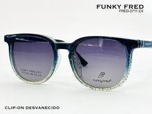 Cargar imagen en el visor de la galería, <div title='Genero CLIP-ON | Forma UNISEX CUADRADO | Color VERDE | | COMPLETOmmANCHOTOTAL | 140mmANCHODELENTE | 50mmALTURADELENTE | 44mmPUENTE | 20mmLONGITUDDE' > FRED-2711 C4 </div>