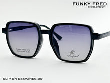 Cargar imagen en el visor de la galería, <div title='Genero CLIP-ON | Forma UNISEX CUADRADO | Color NEGRO | | COMPLETOmmANCHOTOTAL | 144mmANCHODELENTE | 53mmALTURADELENTE | 48mmPUENTE | 19mmLONGITUDDE' > FRED-2712 C1 </div>