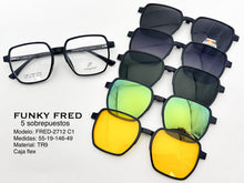 Cargar imagen en el visor de la galería, <div title='Genero CLIP-ON | Forma UNISEX CUADRADO | Color NEGRO | | COMPLETOmmANCHOTOTAL | 144mmANCHODELENTE | 53mmALTURADELENTE | 48mmPUENTE | 19mmLONGITUDDE' > FRED-2712 C1 </div>
