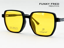 Cargar imagen en el visor de la galería, <div title='Genero CLIP-ON | Forma UNISEX CUADRADO | Color NEGRO | | COMPLETOmmANCHOTOTAL | 144mmANCHODELENTE | 53mmALTURADELENTE | 48mmPUENTE | 19mmLONGITUDDE' > FRED-2712 C2 </div>