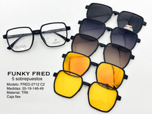 Cargar imagen en el visor de la galería, <div title='Genero CLIP-ON | Forma UNISEX CUADRADO | Color NEGRO | | COMPLETOmmANCHOTOTAL | 144mmANCHODELENTE | 53mmALTURADELENTE | 48mmPUENTE | 19mmLONGITUDDE' > FRED-2712 C2 </div>