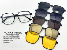 Cargar imagen en el visor de la galería, <div title='Genero CLIP-ON | Forma UNISEX CUADRADO | Color NEGRO VERDE | | COMPLETOmmANCHOTOTAL | 144mmANCHODELENTE | 53mmALTURADELENTE | 48mmPUENTE | 19mmLONG' > FRED-2712 C4 </div>