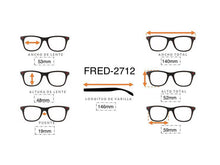 Cargar imagen en el visor de la galería, <div title='Genero CLIP-ON | Forma UNISEX CUADRADO | Color NEGRO | | COMPLETOmmANCHOTOTAL | 144mmANCHODELENTE | 53mmALTURADELENTE | 48mmPUENTE | 19mmLONGITUDDE' > FRED-2712 C1 </div>